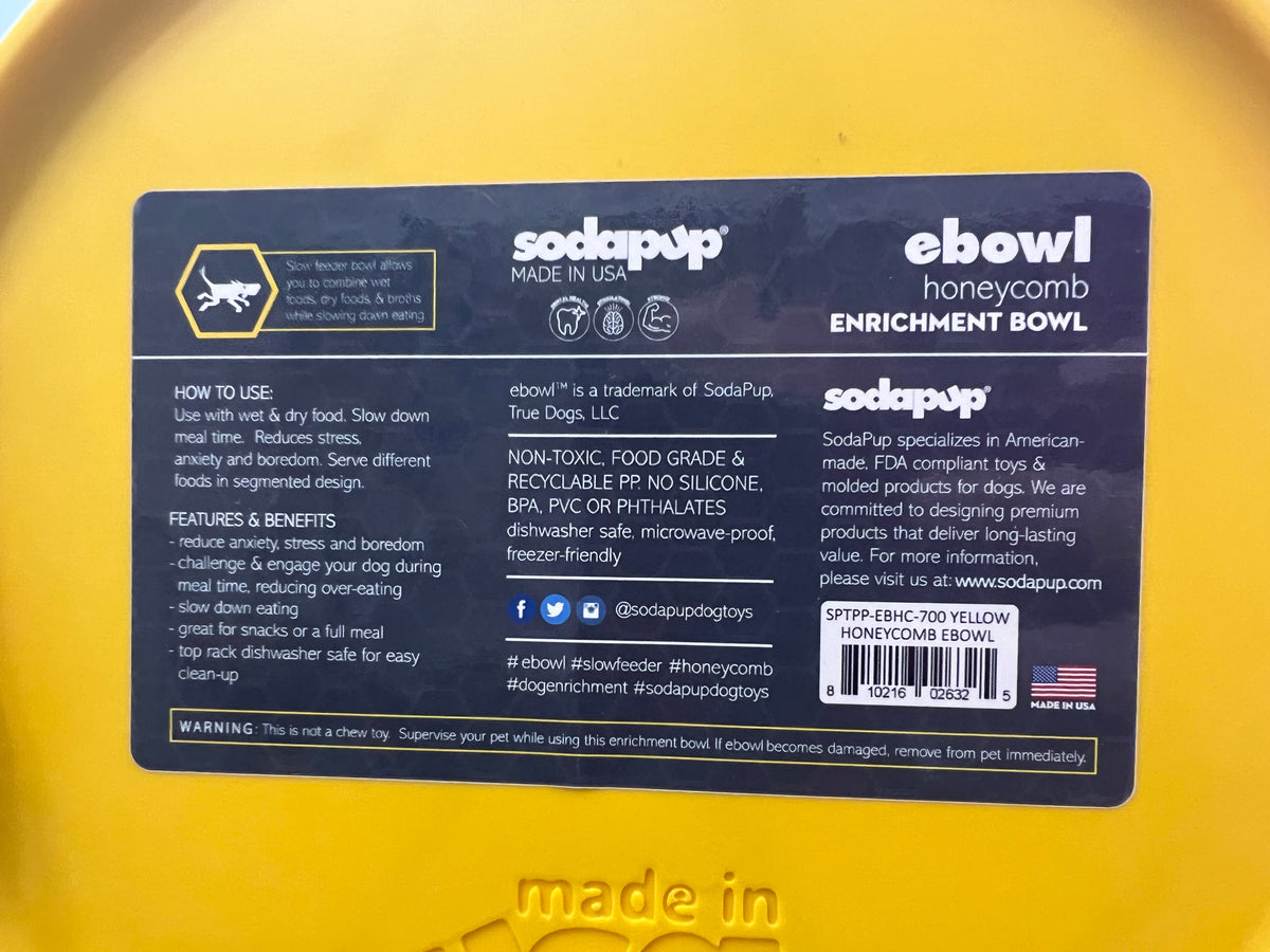 SodaPup - Honeycomb Design eBowl Enrichment Slow Feeder Bowl for Dogs